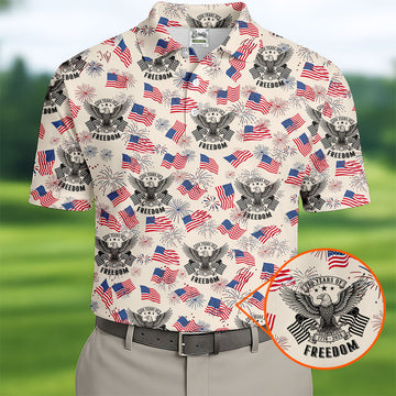 250 Years Of Freedom Festive Flag Vintage Beige Golf Shirt, Patriotic 4th Of July Golf Shirts For Men