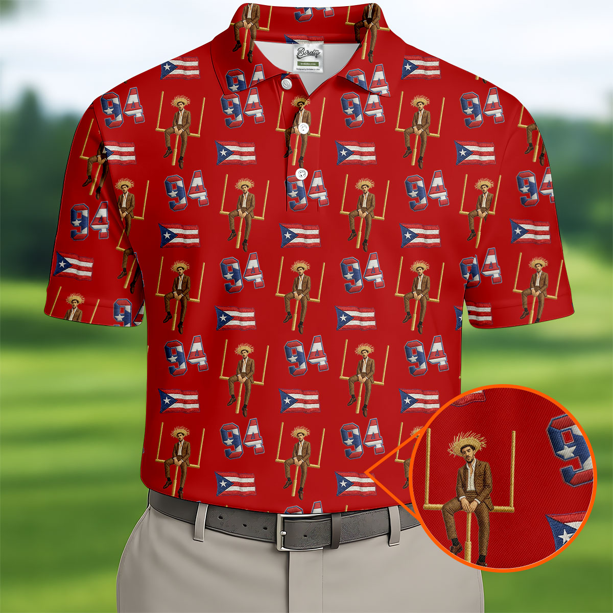 Bad Bunny Benito Bowl Football Theme Red Men Polo, American Football League Gift Ideas For Football Fans
