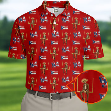 Bad Bunny Benito Bowl Football Theme Red Men Polo, American Football League Gift Ideas For Football Fans