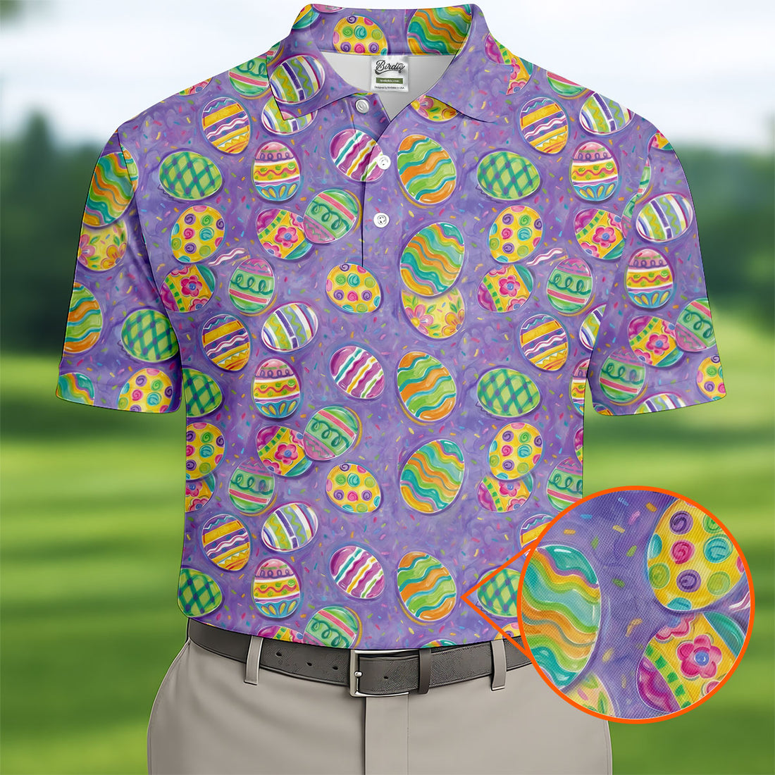 Colorful Painted Easter Eggs Golf Shirts For Men, Cute Golf Outfit, Polo ShirtFor Men