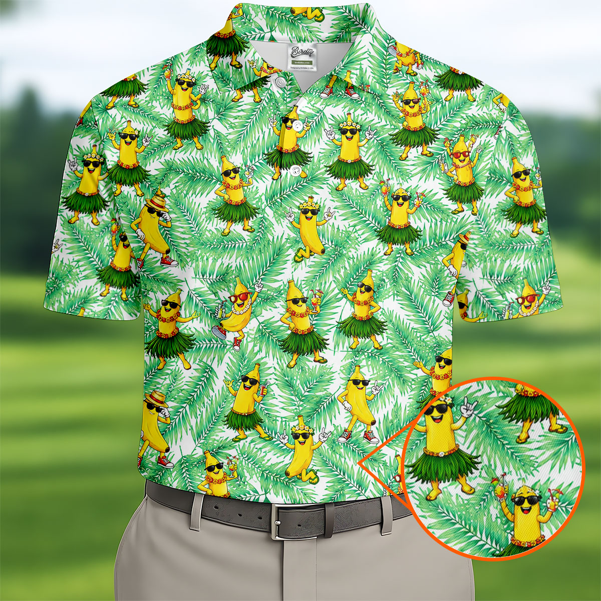 Funny Hula Banana Tropical Hawaiian Golf Shirt, Golf Polo For Women, Printed Golf Shirt