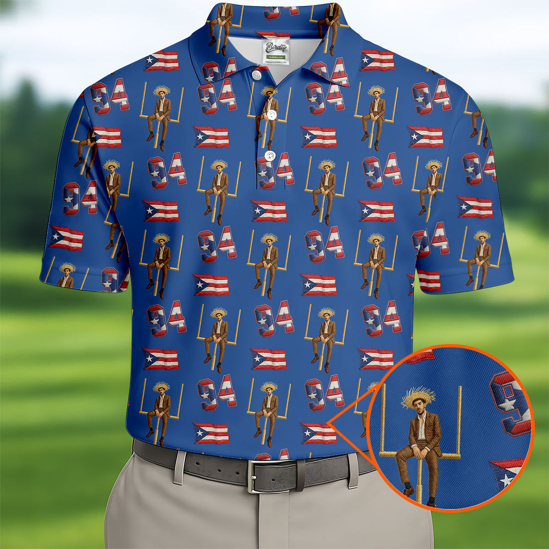 Bad Bunny Benito Bowl Football Theme Blue Men Polo, American Football League Gift Ideas For Football Fans