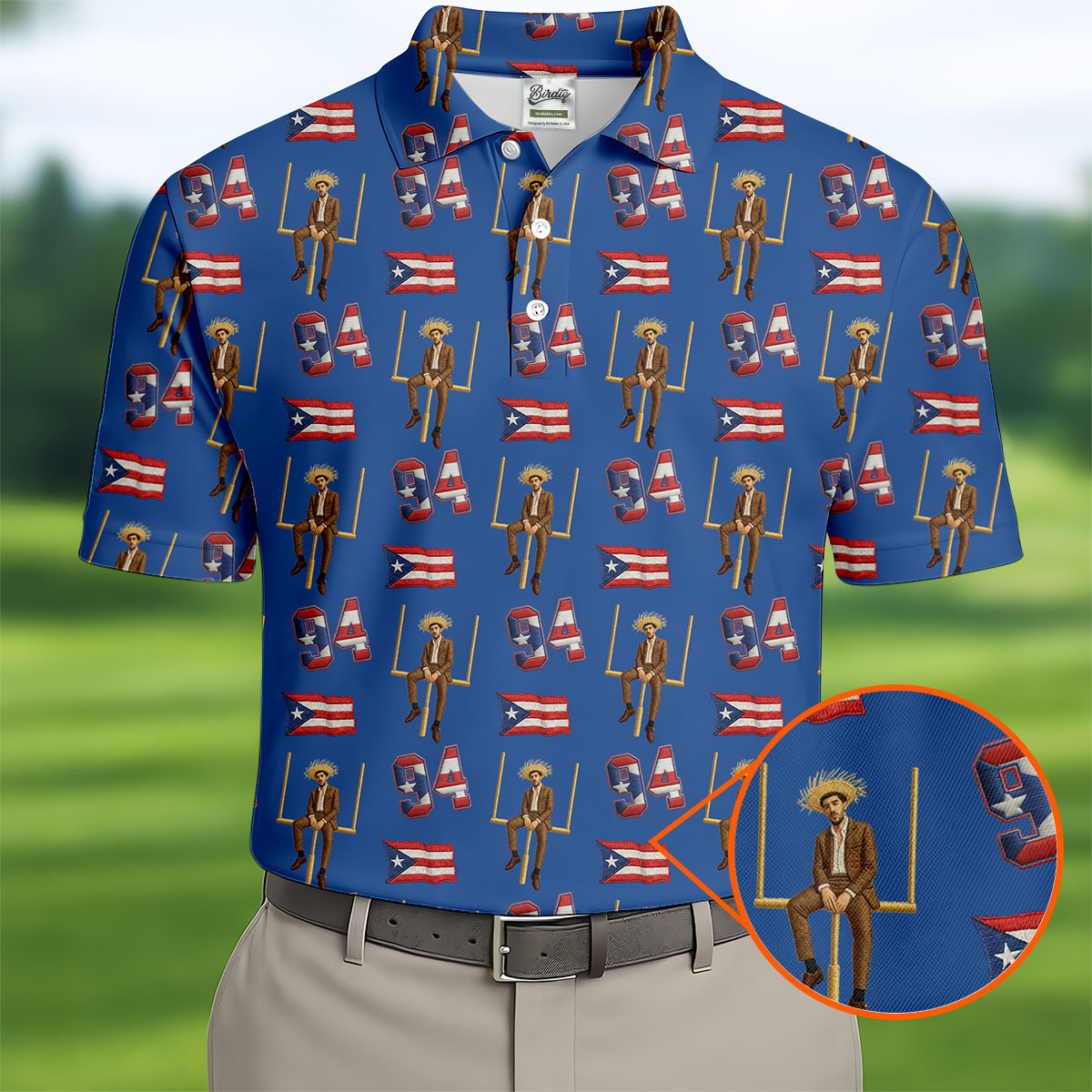 Bad Bunny Benito Bowl Football Theme Blue Men Polo, American Football League Gift Ideas For Football Fans