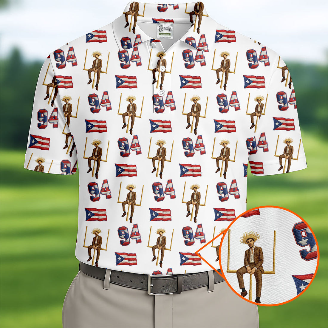 Bad Bunny Benito Bowl Football Theme White Men Polo, American Football League Gift Ideas For Football Fans