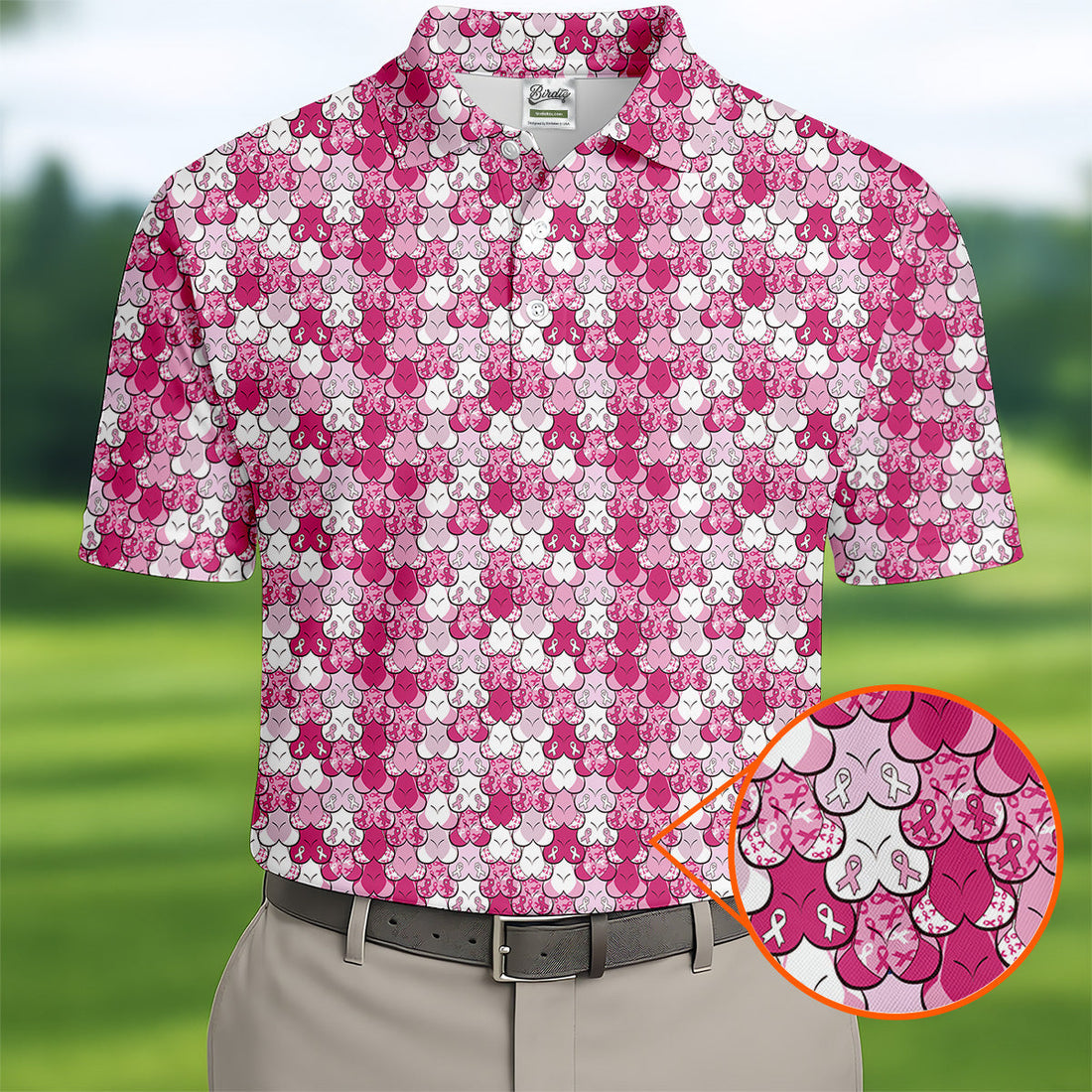 Breast Cancer Golf Shirt, Golf Tops For Men, Men's Golf Polo, Breast Cancer Awareness Shirt