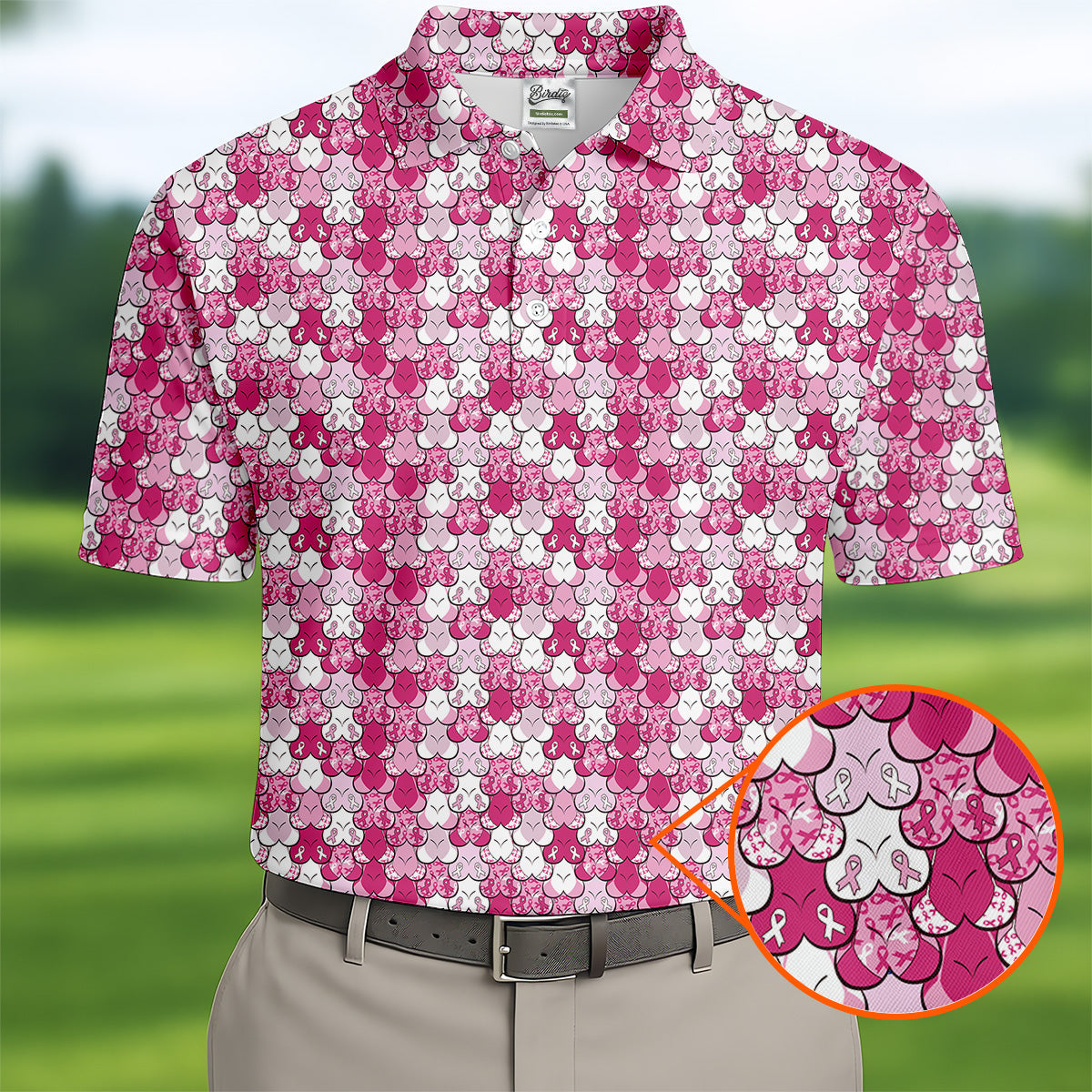 Breast Cancer Golf Shirt, Golf Tops For Men, Men's Golf Polo, Breast Cancer Awareness Shirt