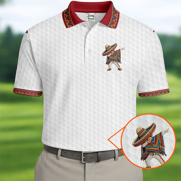 Cinco De Mayo Celebration Golf Ball Pattern White Golf Shirt, Polo Shirtor Men