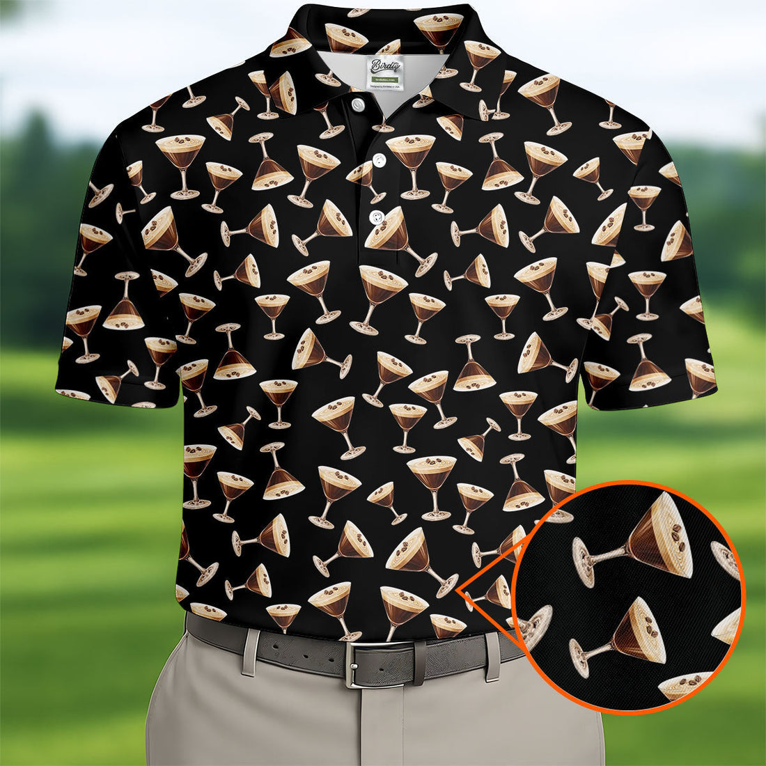 Espresso Martini Print Golf Shirt, Men's Golf Polo ShirtShirts For Men, Polo Shirt Men