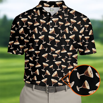 Espresso Martini Print Golf Shirt, Men's Golf Polo ShirtShirts For Men, Polo Shirt Men