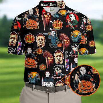Michael Myers Halloween Golf Tops For Men, Mens Funny Golf Shirts, Horror Movie Shirt