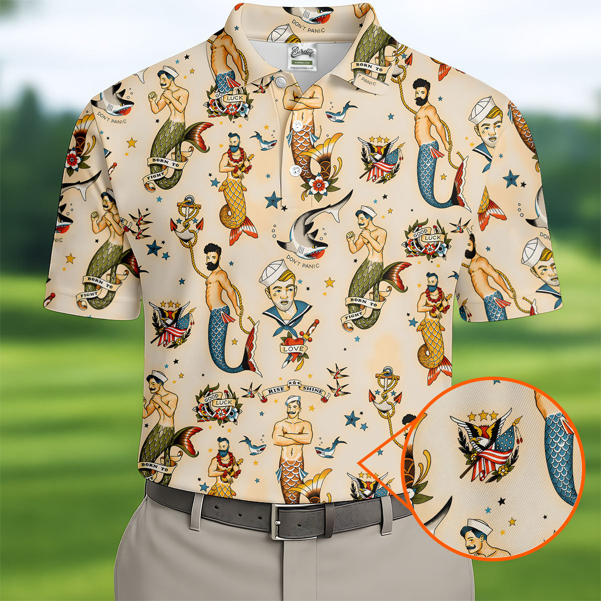 Mermen Rise And Shine Men's Funny Golf Shirts, Gay Pride Month Celebrate Golf Shirts For Men