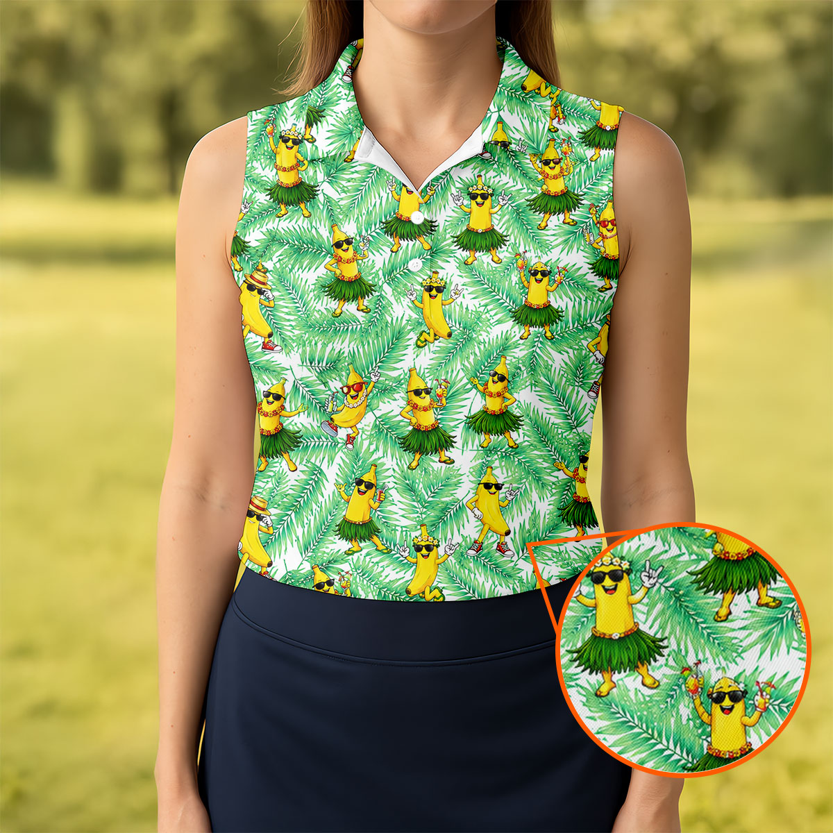 Funny Hula Banana Tropical Hawaiian Golf Shirt, Mens Golf Polo, Printed Golf Shirts
