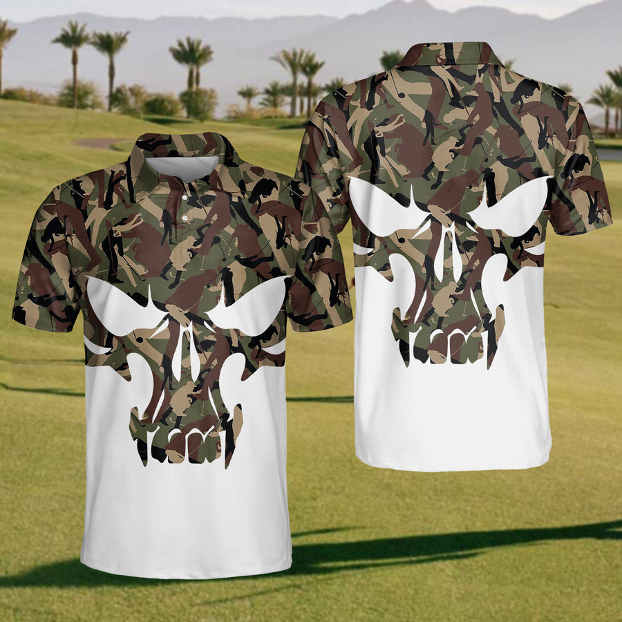 Skull Army Golf Polo ShirtFunny Golf Shirt, Gift For Golfer