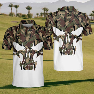 Skull Army Golf Polo ShirtFunny Golf Shirt, Gift For Golfer