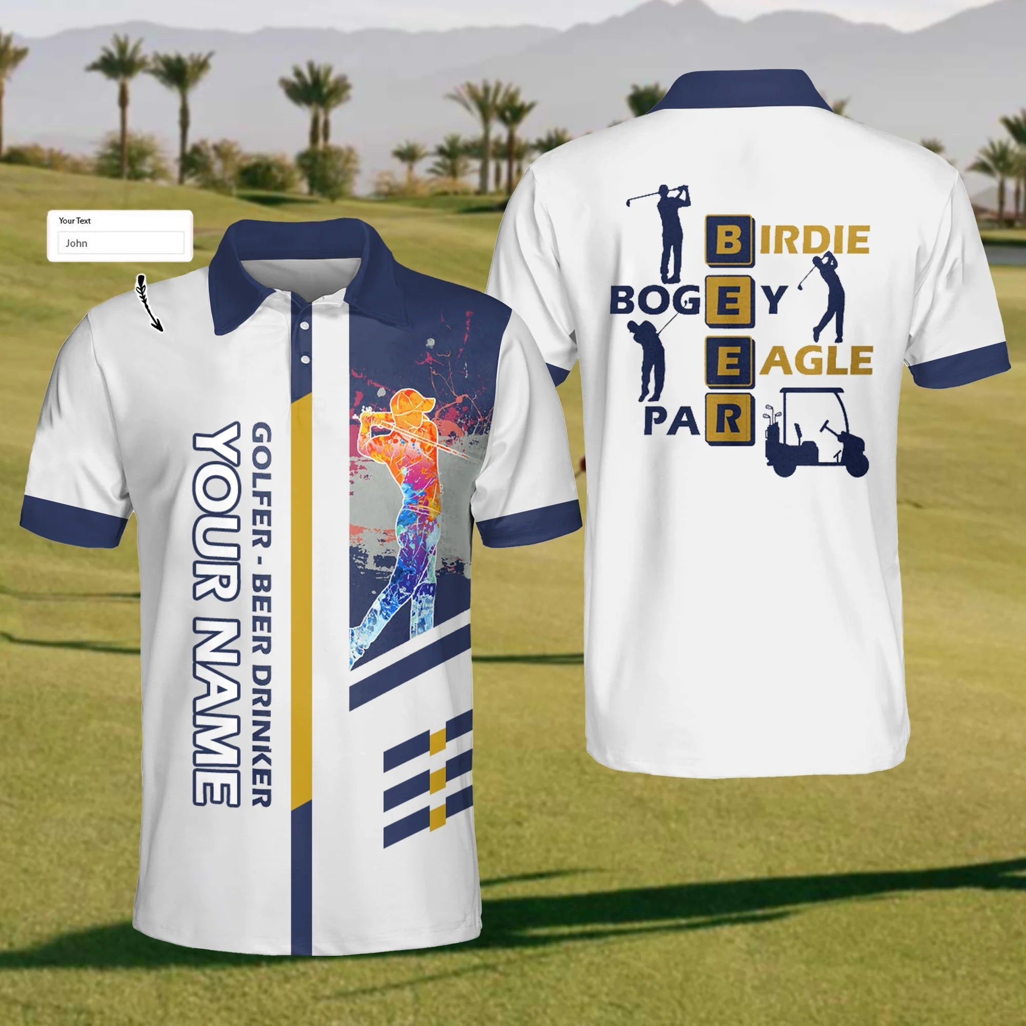Golfer - Beer Drinker Custom Mens Golf Polo ShirtMens Golf Gift, Golf Lover Gift