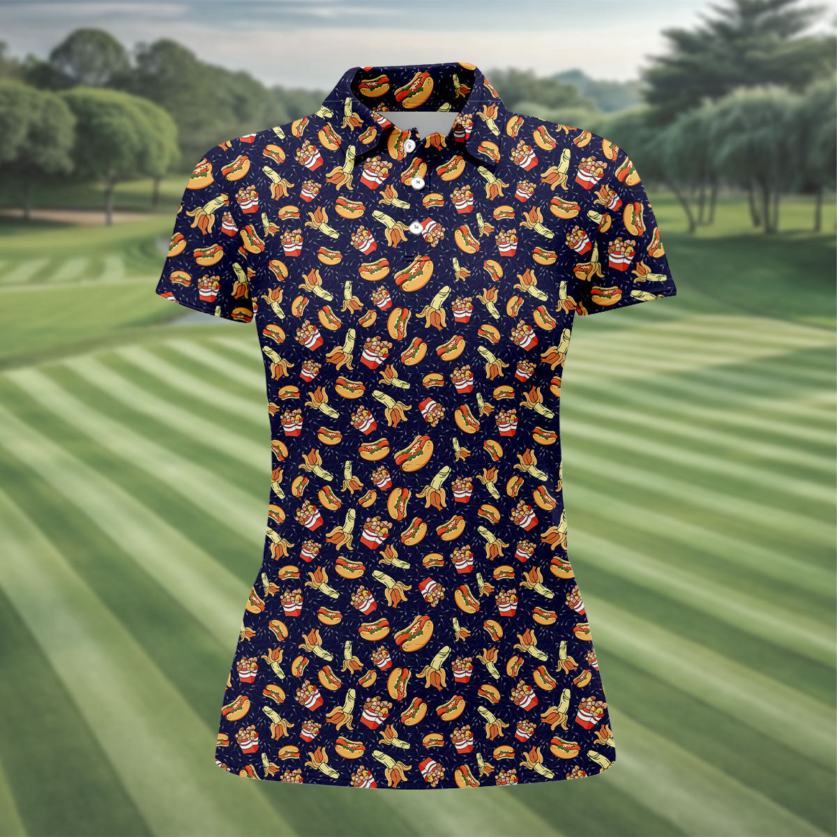 Funny Hot Dog Dirty Humor Women's Golf Tops, Fun Women's Golf Shirts, Golf Gifts For Women, Ladies Golf Shirts