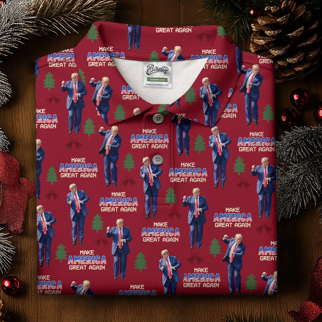 Make America Great Again Christmas Golf Trump Dancing Men's Golf Polo Shirtn Golf Polos, Golf Apparel