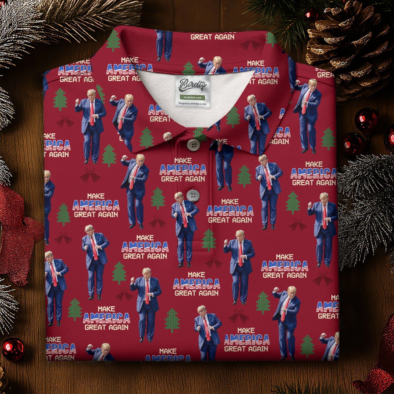 Make America Great Again Christmas Golf Trump Dancing Men's Golf Polo Shirtn Golf Polos, Golf Apparel