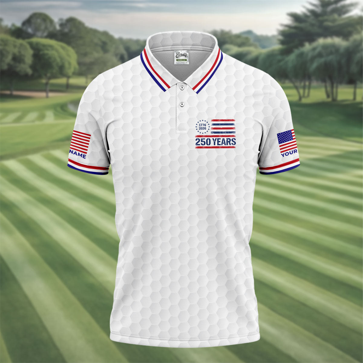 One Nation Under God We The People White Golf Shirt, 250 Years 4th Of July Golf Shirts For Men