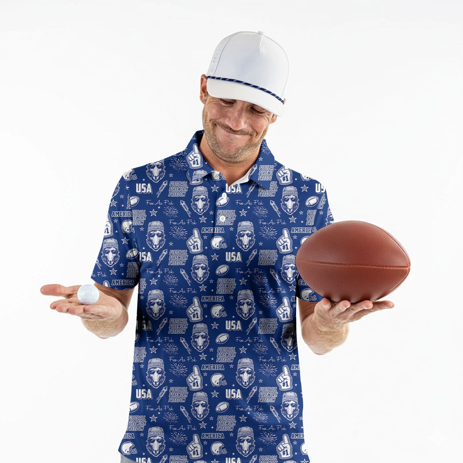 Anthropomorphic Horse Speed Blue Sport Polo, American Football League Gift Ideas For Football Fans