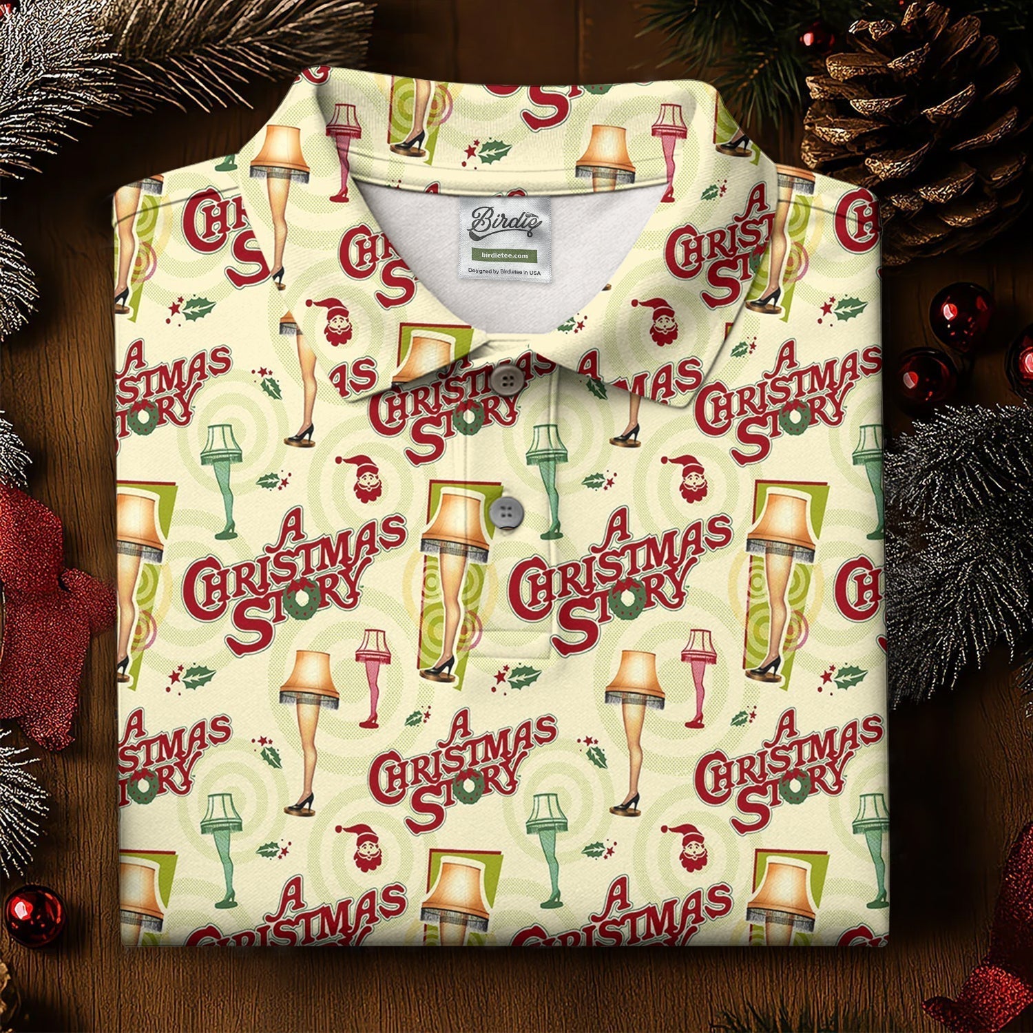 Christmas Story Leg Lamp Women Golf Top, Christmas Golf Shirt, Fun Women's Golf Shirts, Ladies Golf Polos