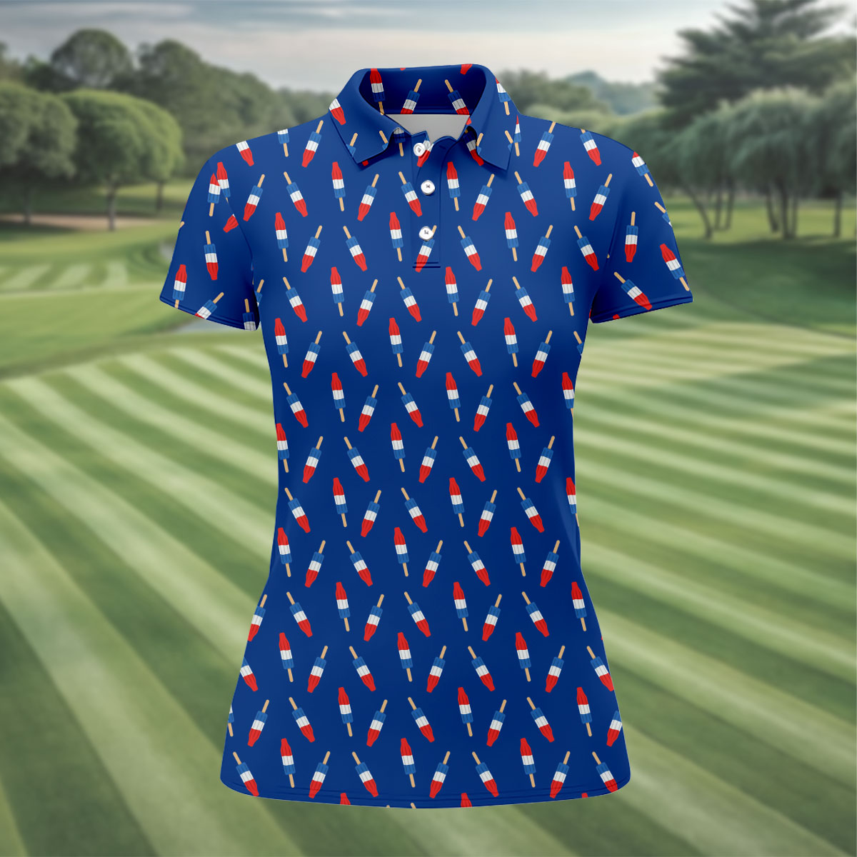 Red White Blue Patriotic Popsicles 4th Of July Golf Shirt, 250th Anniversary Golf Shirt For Women