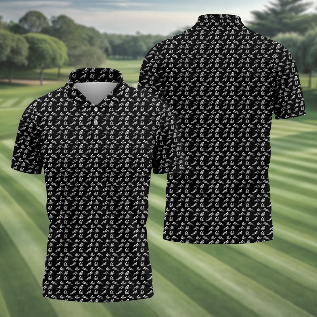Funny Skeleton Golf Polo ShirtFunny Position Golf Shirt, Dad Golf Shirt, Christmas Golf Gift