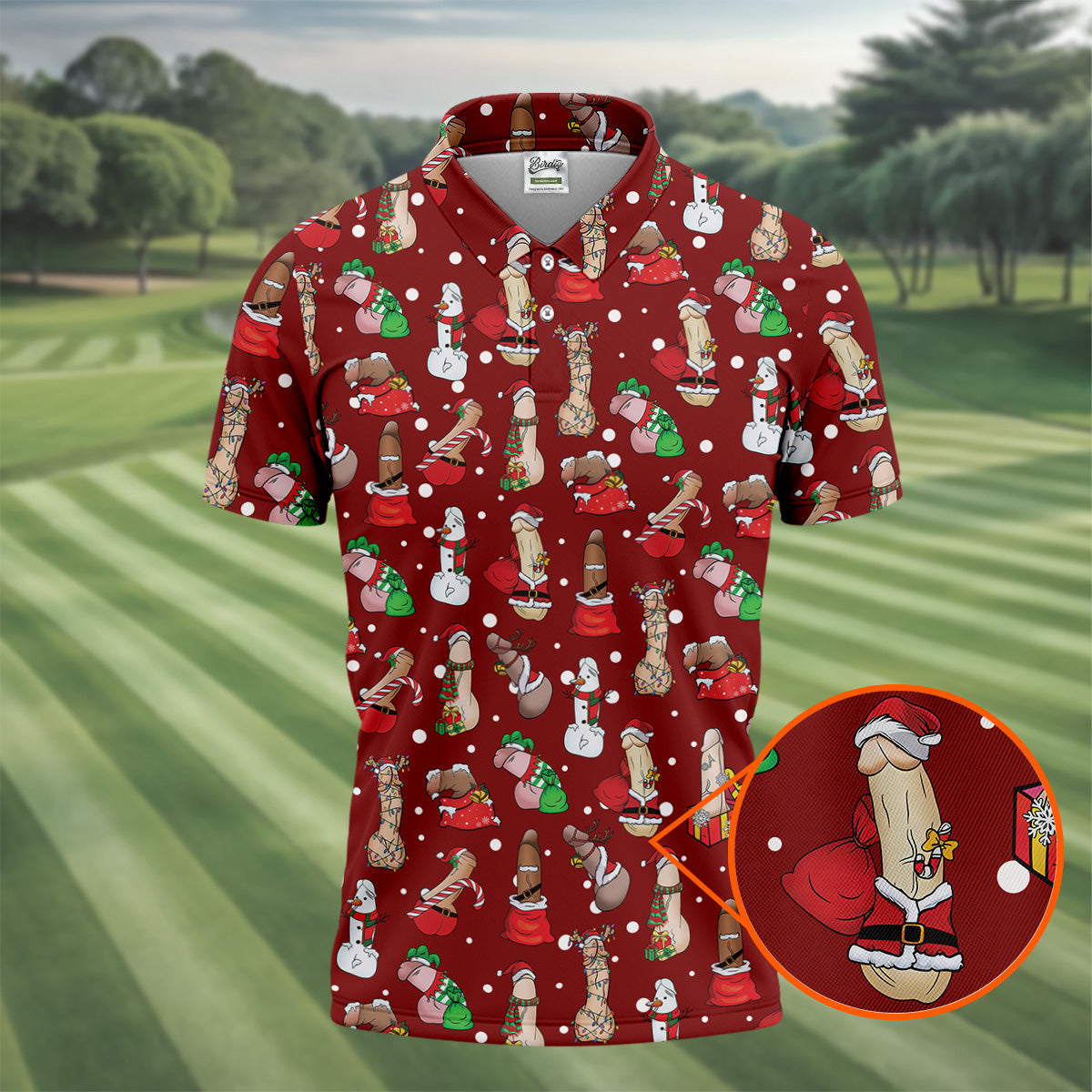 Naughty Santa Hat Christmas Polo Shirt Unique Gift For Golfer, Polo ShirtFor Men, Golf Gift For Men