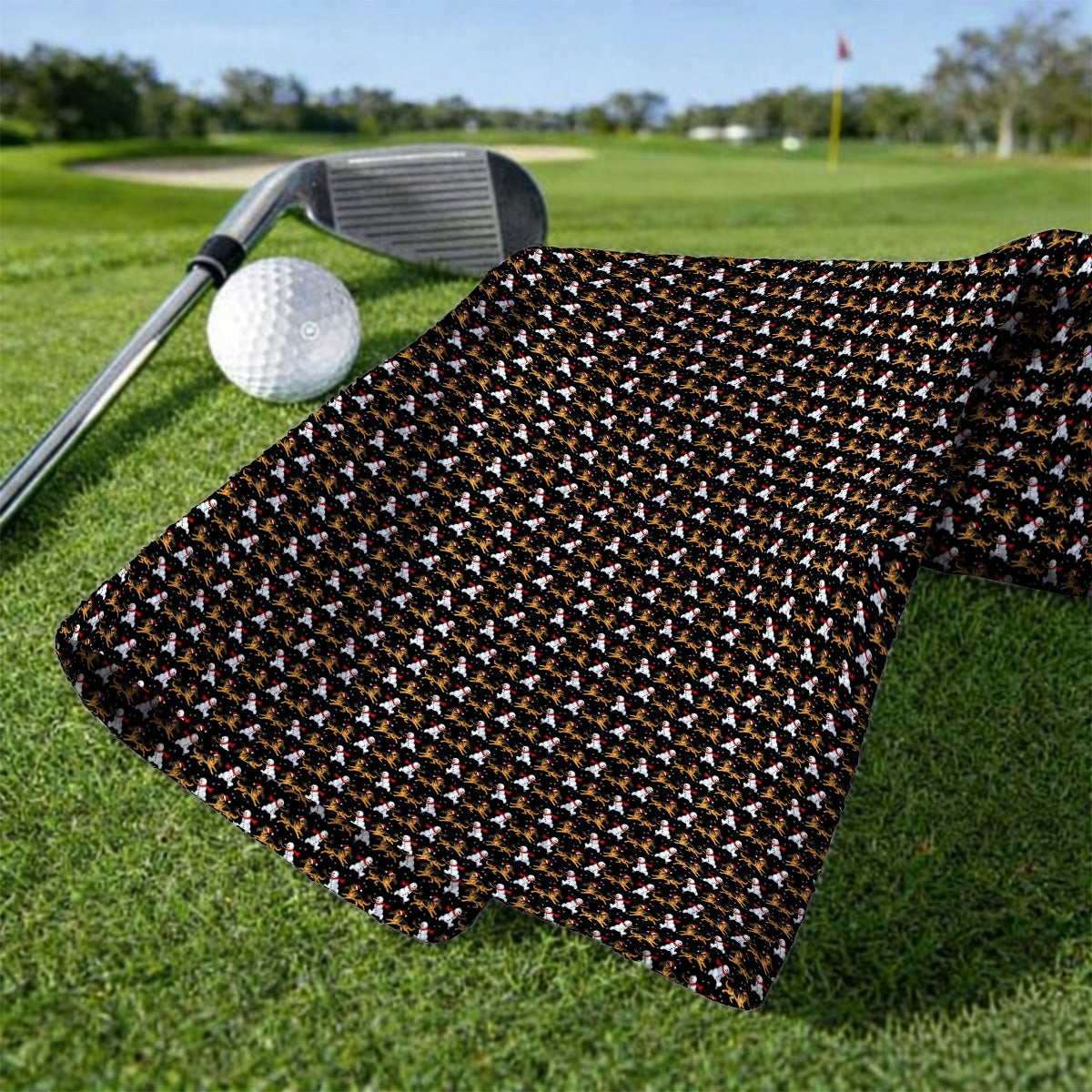 German Shepherd Christmas Golf Towels, Funny Snowman & Santa Dog Pattern Golf Towel, Xmas Golf Gift For Golfers