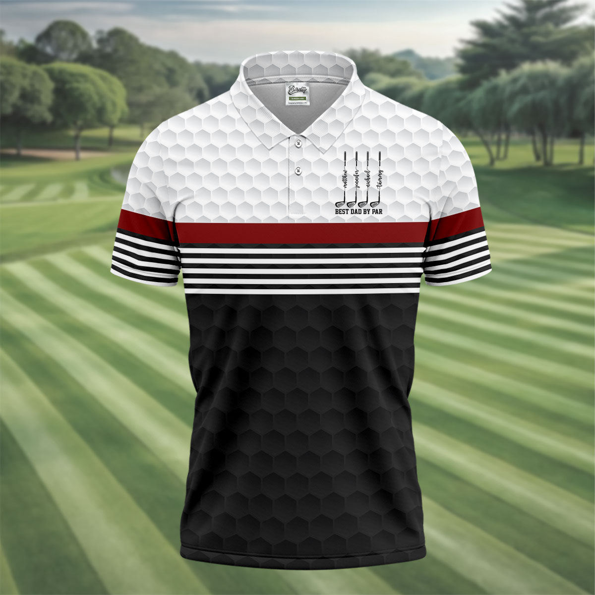 Best Dad By Par Golf Ball Pattern Father's Day Golf Shirt, Golf Gift For Dad, Polo Shirtor Men