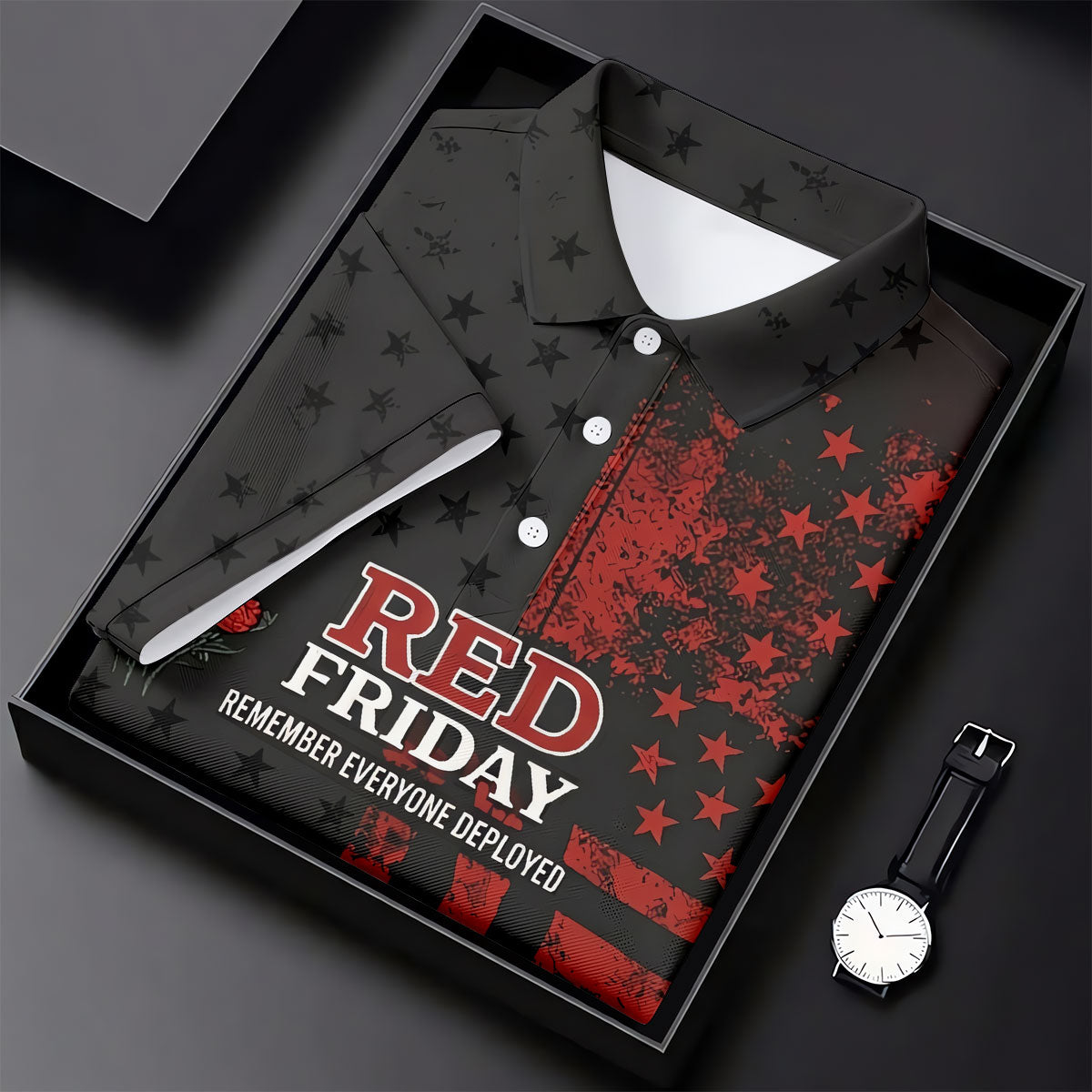 Red Friday American Flag Poppy Polo Shirt, Women’s Golf Apparel, Printed Golf Shirt