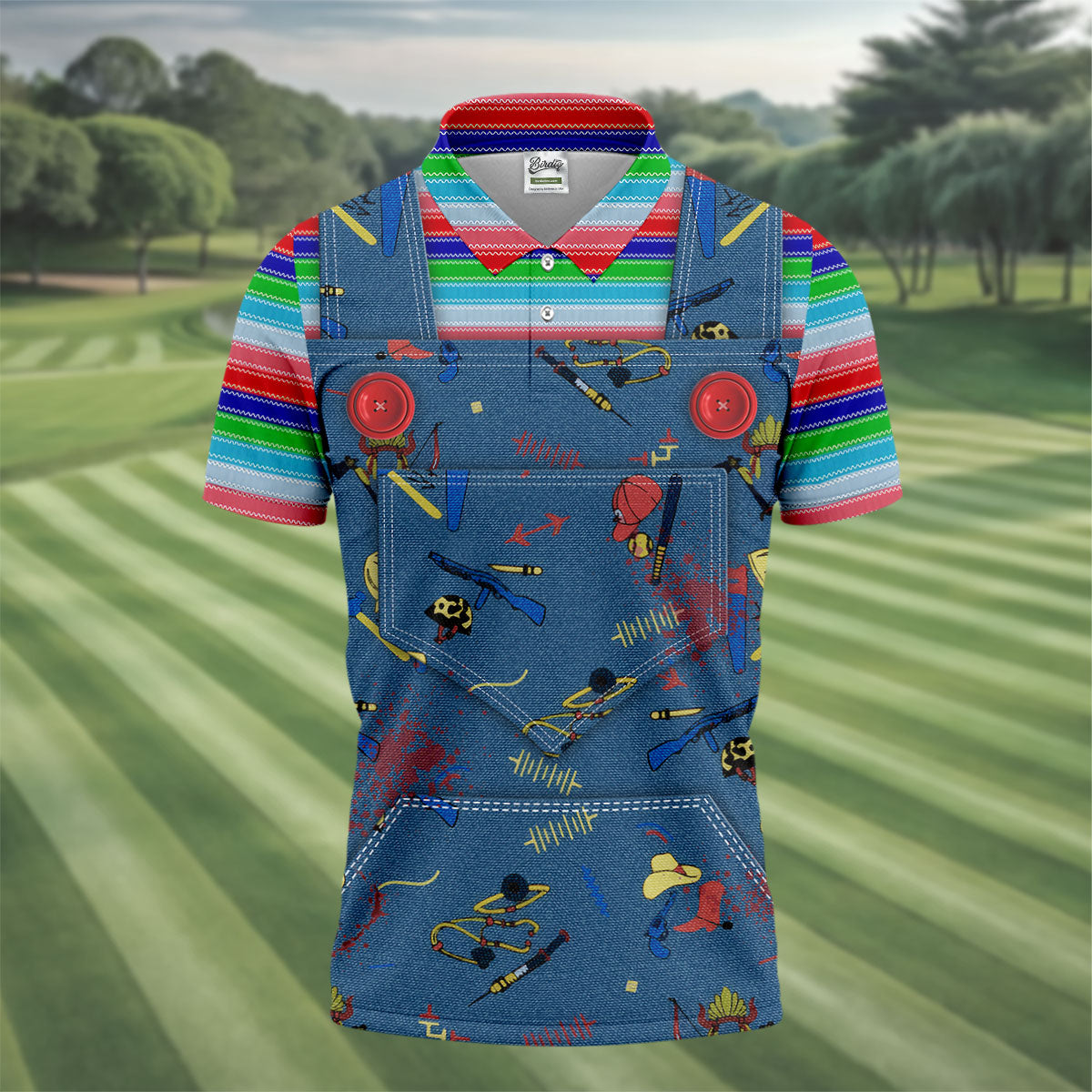 Creepy Halloween Horror Character Golf Tops For Men, Horror Cosplay Fun Men's Golf Polos, Polo Shirtor Men