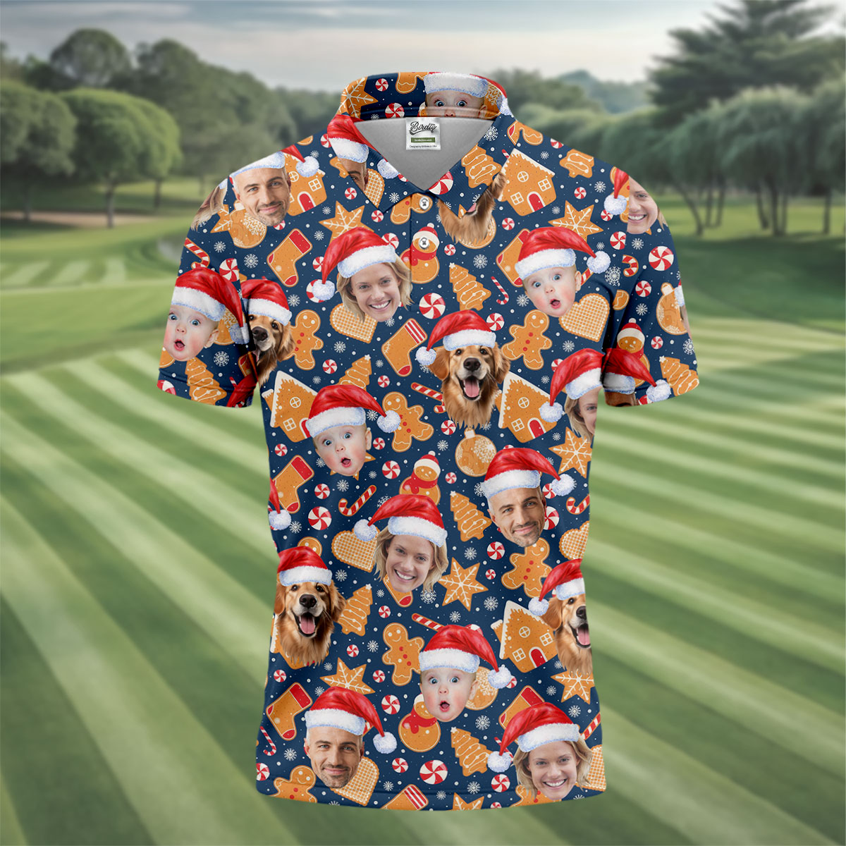 Custom Christmas Sweets Navy Golf Shirt, Christmas Golf Shirt, Polo ShirtFor Men, Golf Gift For Men