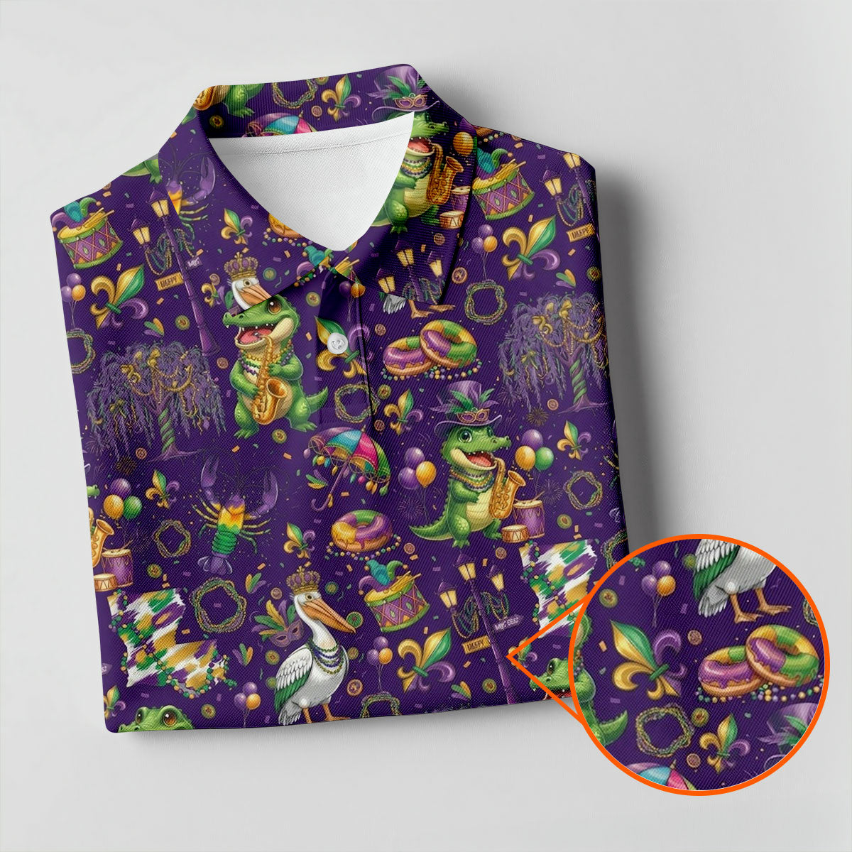 Mardi Gras Fleur De Lis Animal Band Purple Golf Shirt, Women's Golf Shirts, Ladies Golf Polos
