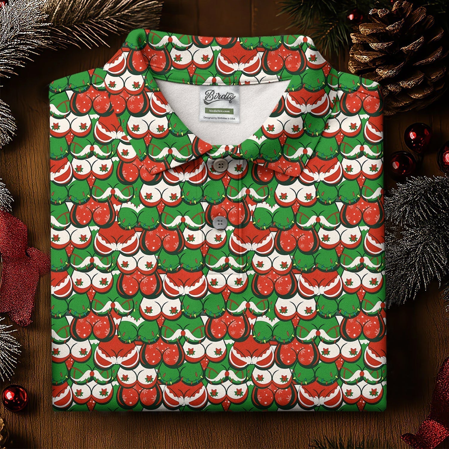 Funny Christmas Red And Green Women's Golf Tops, Christmas Golf Shirt, Cute Golf Outfit, Golf Gift For Ladies