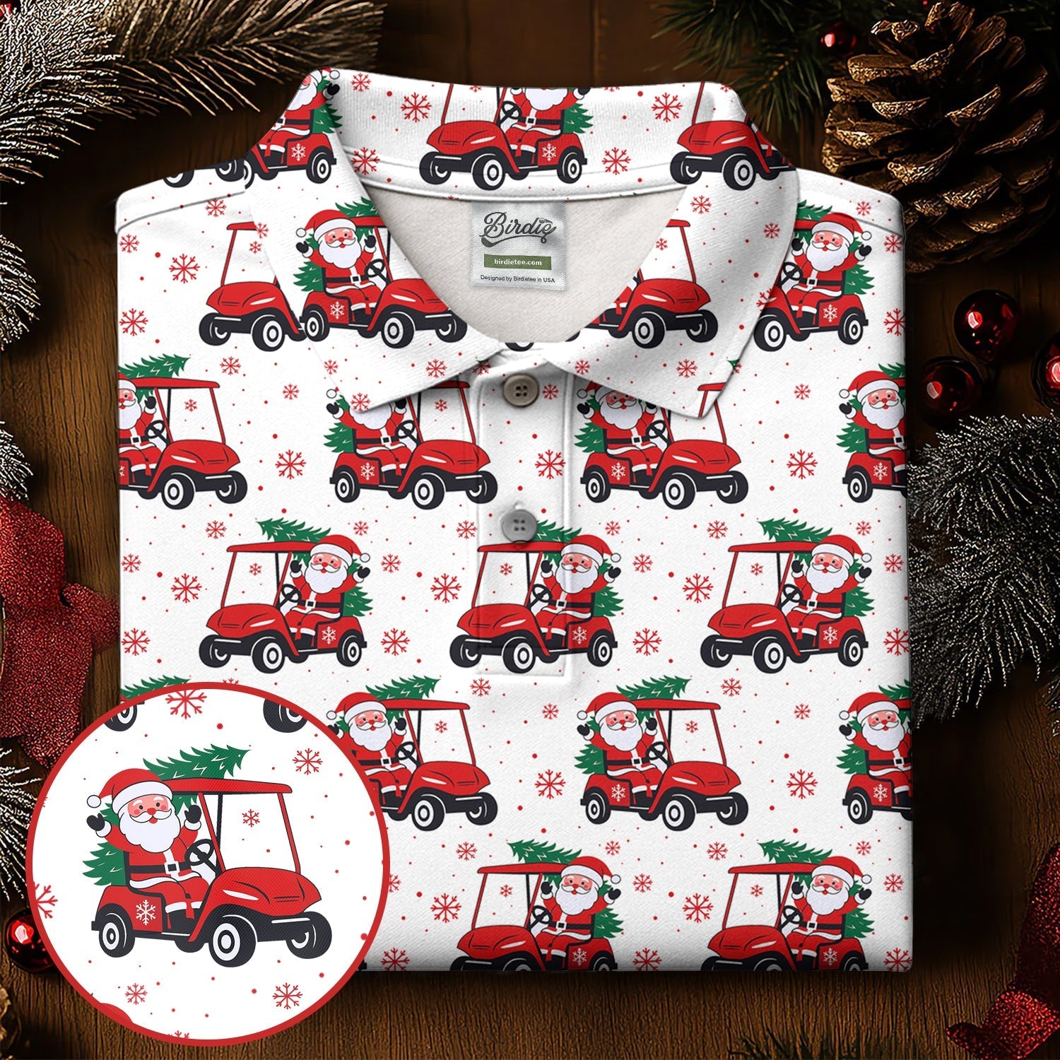 Santa Claus Golf Cart Fun Golf Shirts For Men, Christmas Golf Shirt, Polo Shirtor Men, Golf Gift For Men