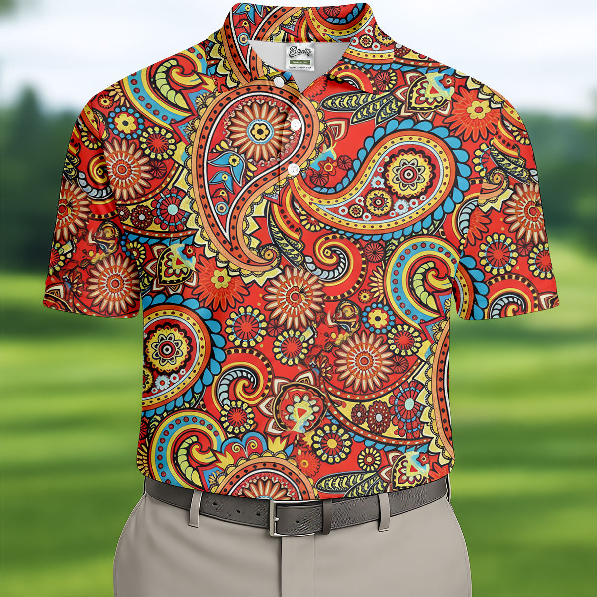 Paisley Design Golf Tops For Men, Boho Pattern Golf Shirts For Men, Polo Shirtor Men
