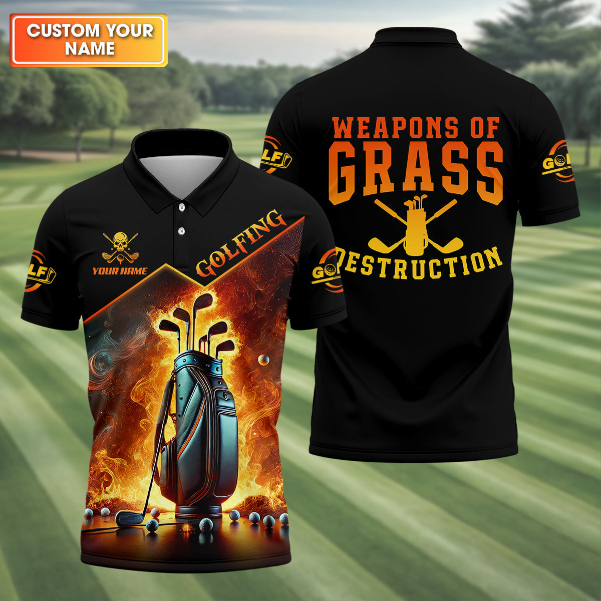 Weapons Of Grass Destruction Custom Men's Golf Polo Shirtad Golf Gift