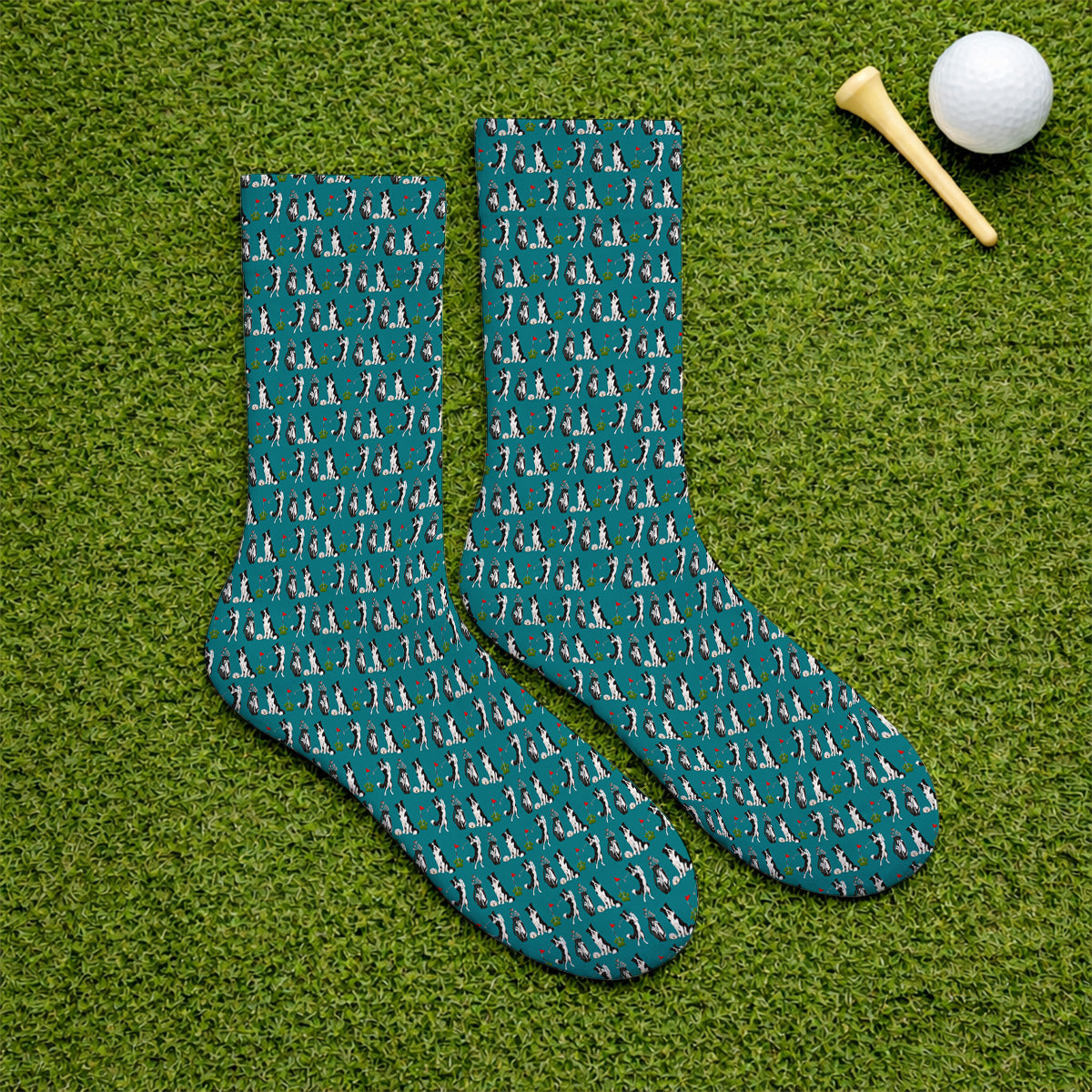 Border Collie Golf Socks, Border Collie Pattern Golf Sock for Dog Lovers, Funny Golf Gift for Golfer