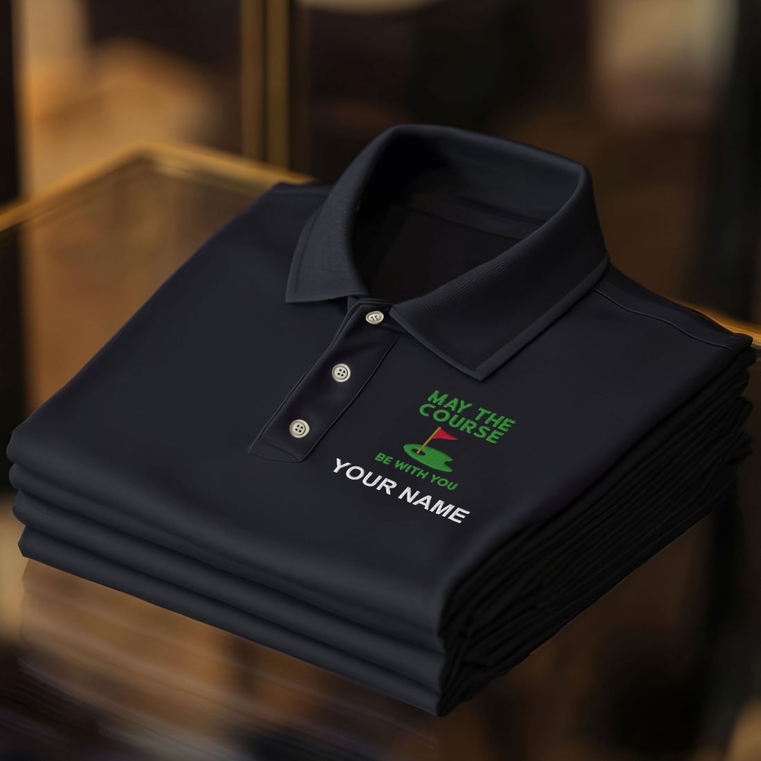 May The Course Be With You Custom Embroidered Golf Polo ShirtDad Golf Gift