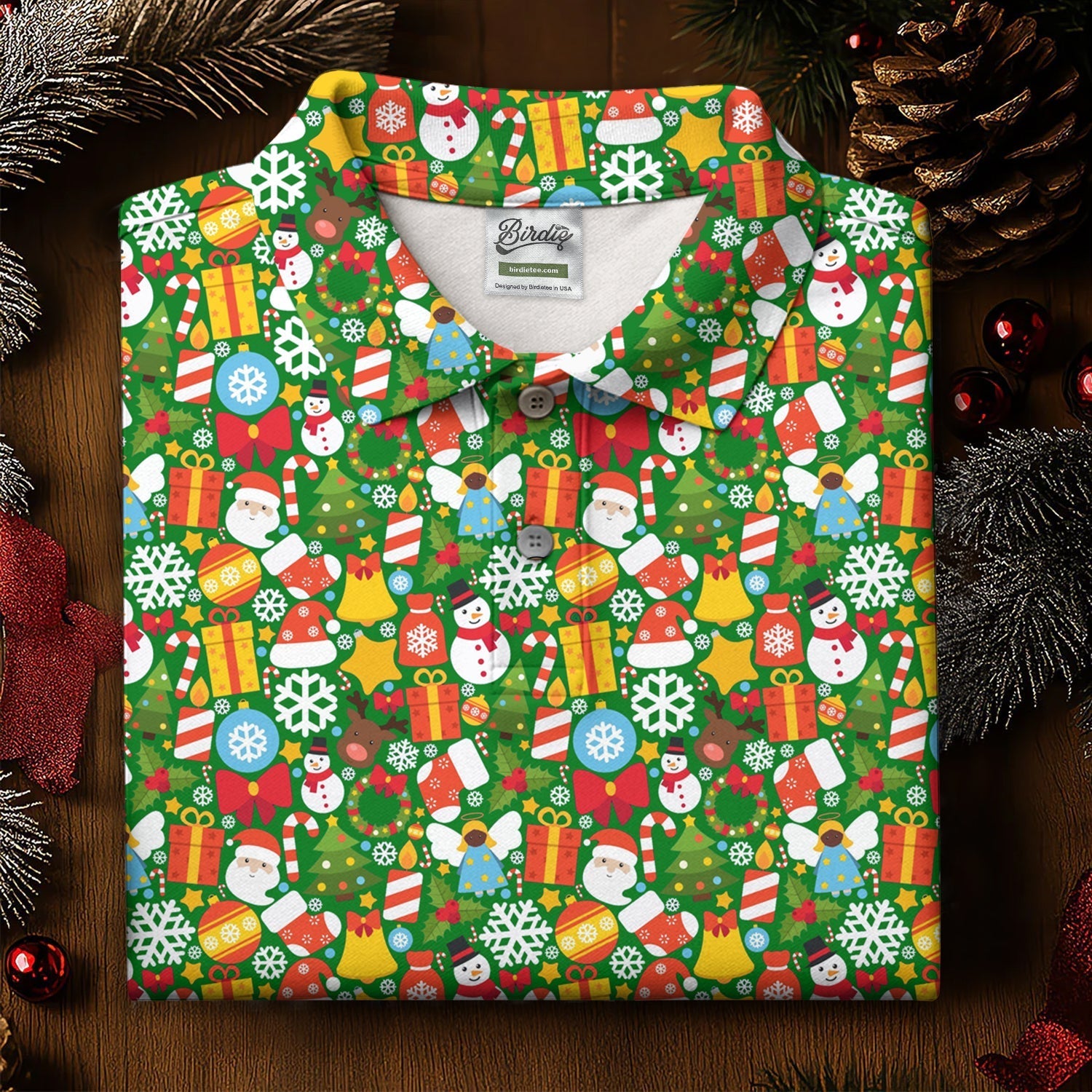 Festive Christmas Green Golf Shirt, Christmas Golf Shirt, Polo ShirtFor Men, Golf Gift For Men, Golfing Apparel