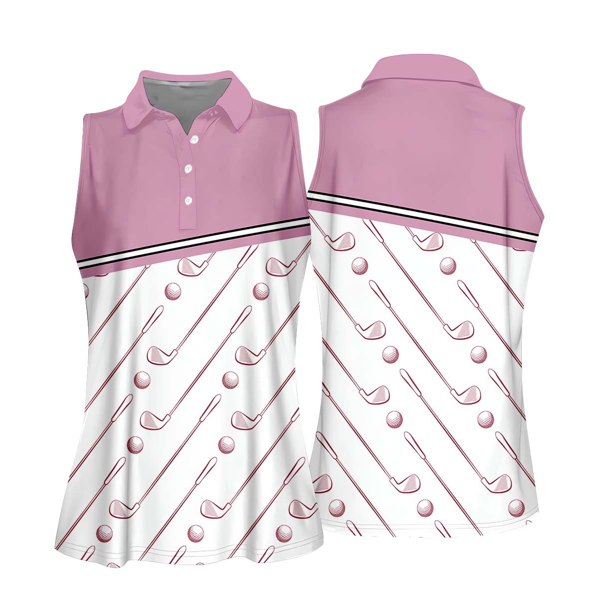 Pink Womens Golf Polo ShirtGolfing Apparel, Womens Golf Gifts