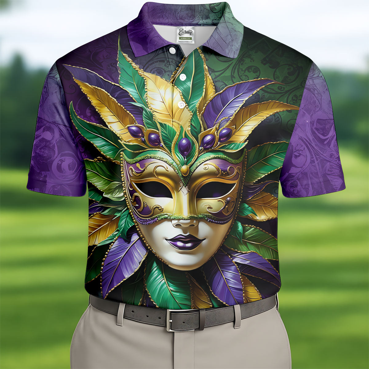 Mardi Gras Festival Mask All Over Print Golf Tops For Men, Polo ShirtFor Men, Golf Shirts For Men