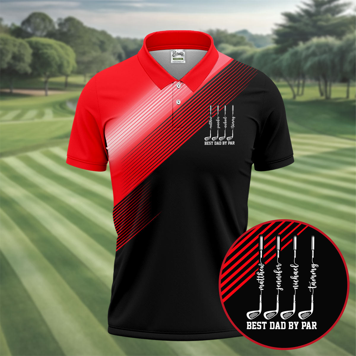 Best Dad By Par Diagonal Striped Father's Day Golf Shirt, Golf Gift For Dad, Polo Shirtor Men