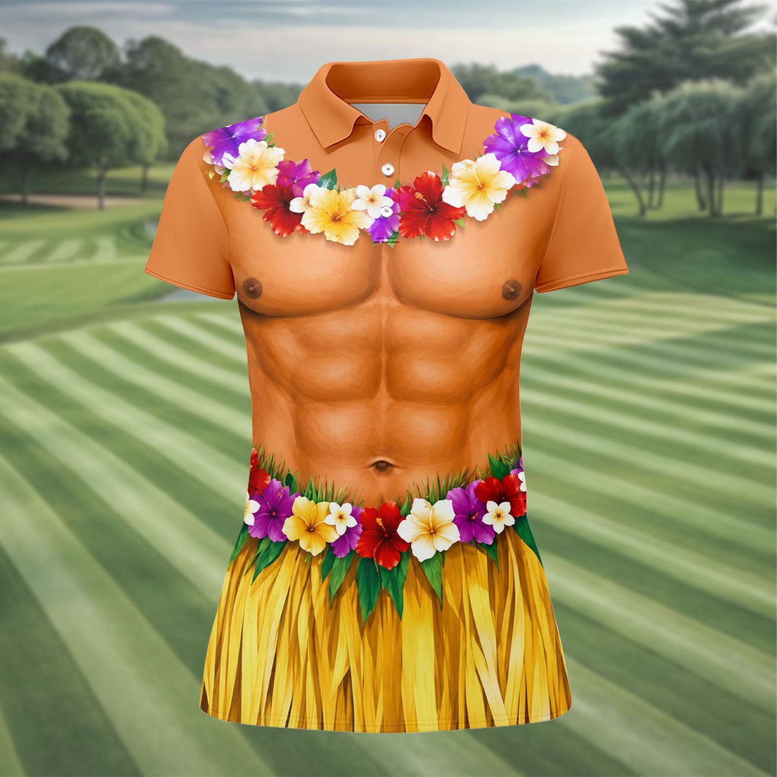 Funny Beach Body Golf Shirt, Hawaiian Luau Women's Golf Polo, Polo Shirts For Women