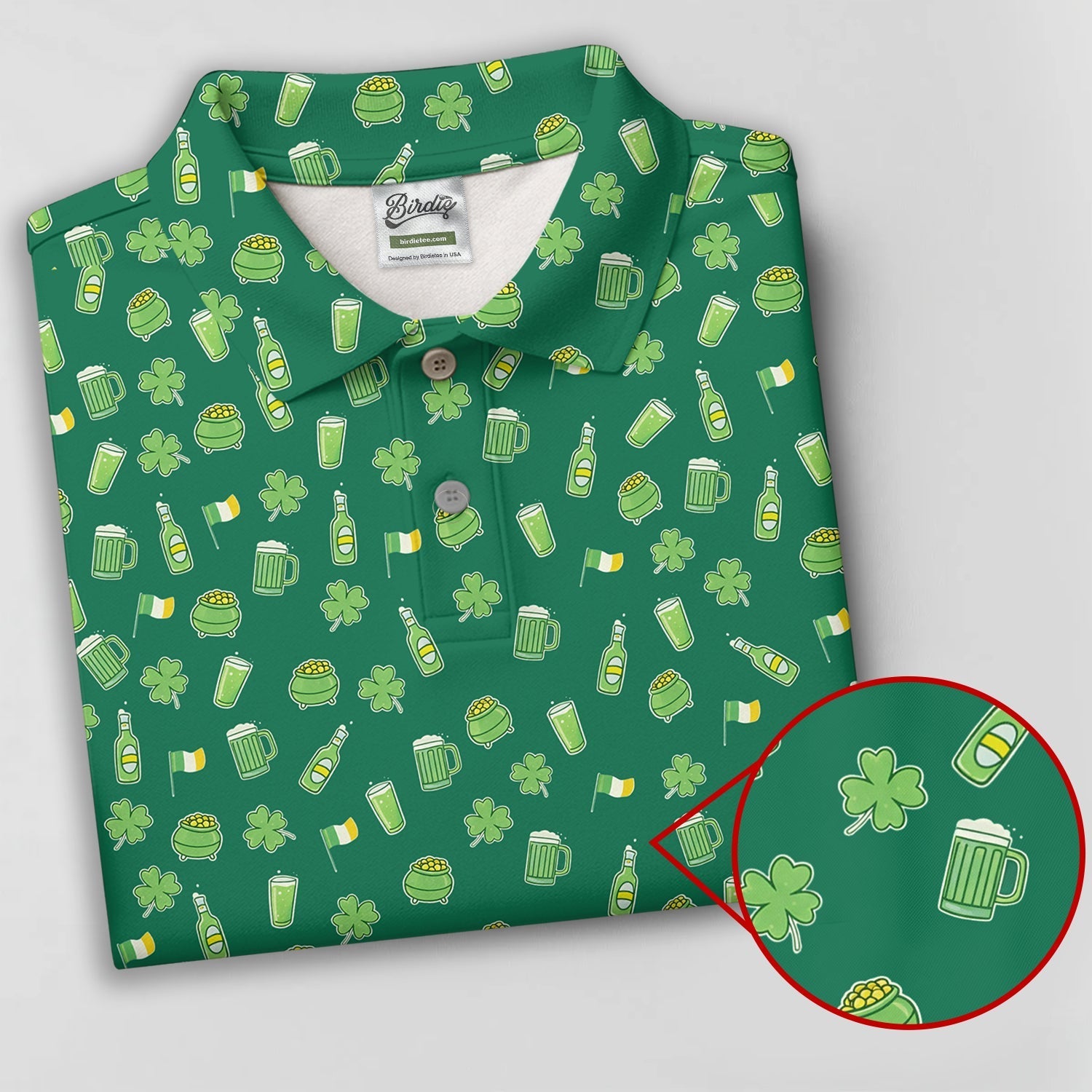 St Patrick's Day Beer Four Leaf Clovers Gold Pots Green Golf Shirt, Polo ShirtFor Men, Golf Shirts For Men