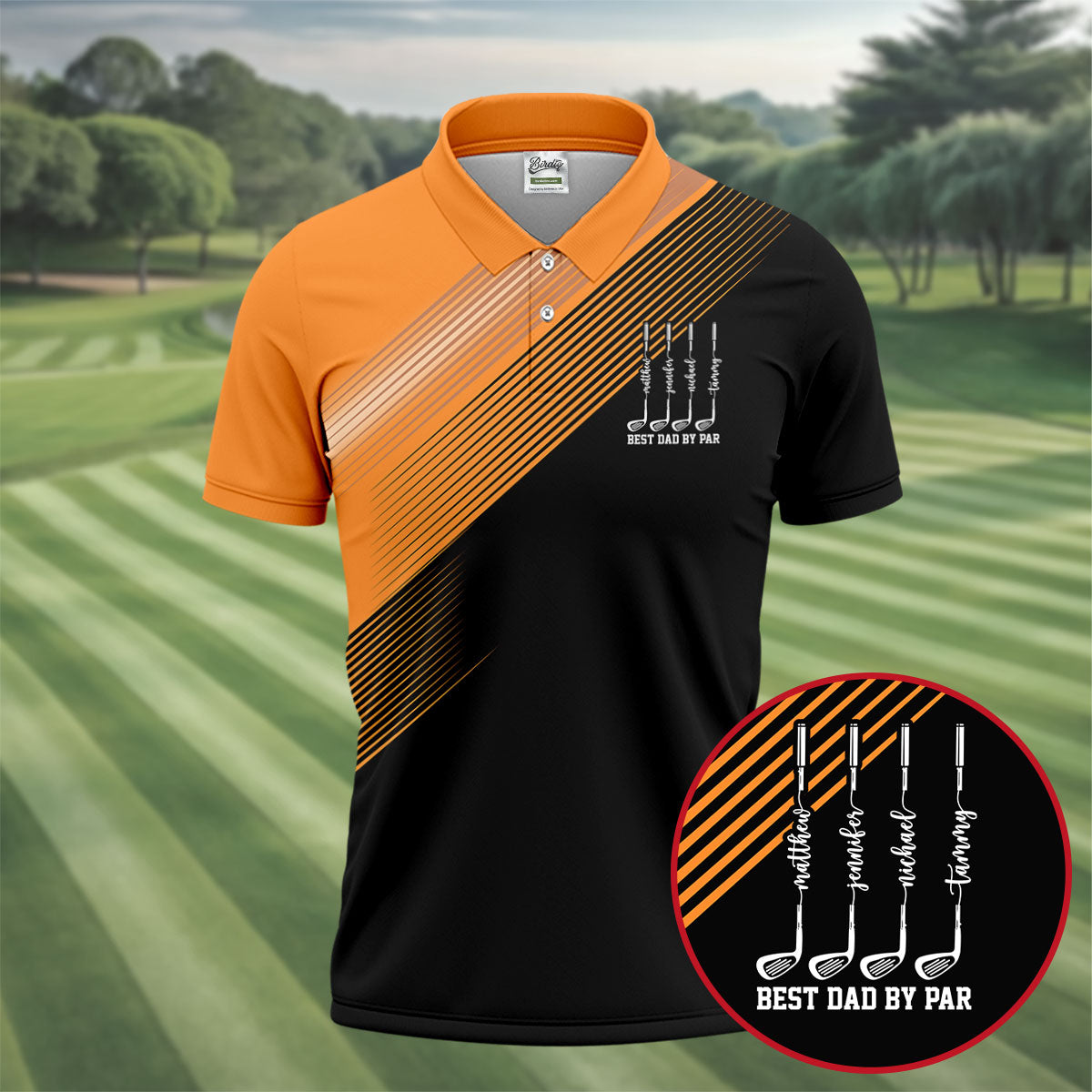 Best Dad By Par Diagonal Striped Father's Day Golf Shirt, Golf Gift For Dad, Polo Shirtor Men