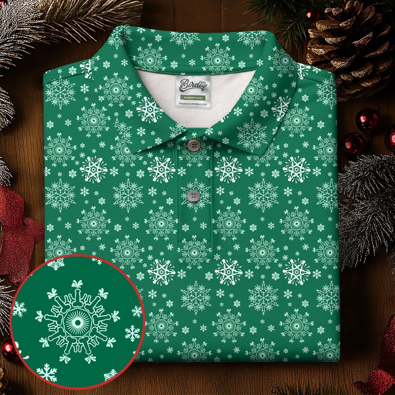 Dirty Funny Adult Humor Snowflakes Green Golf Shirt, Fun Men's Golf Polos, Christmas Golf Shirt, Polo ShirtFor Men