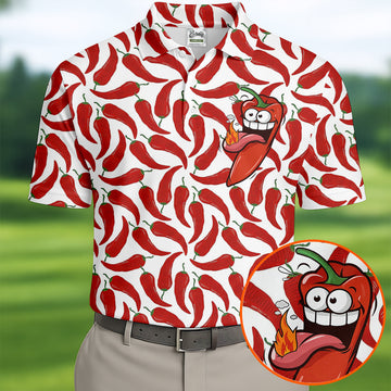 Spicy Hot Pepper Cinco De Mayo Celebration Fiesta Themed Golf Tops For Men, Golf Shirts For Men
