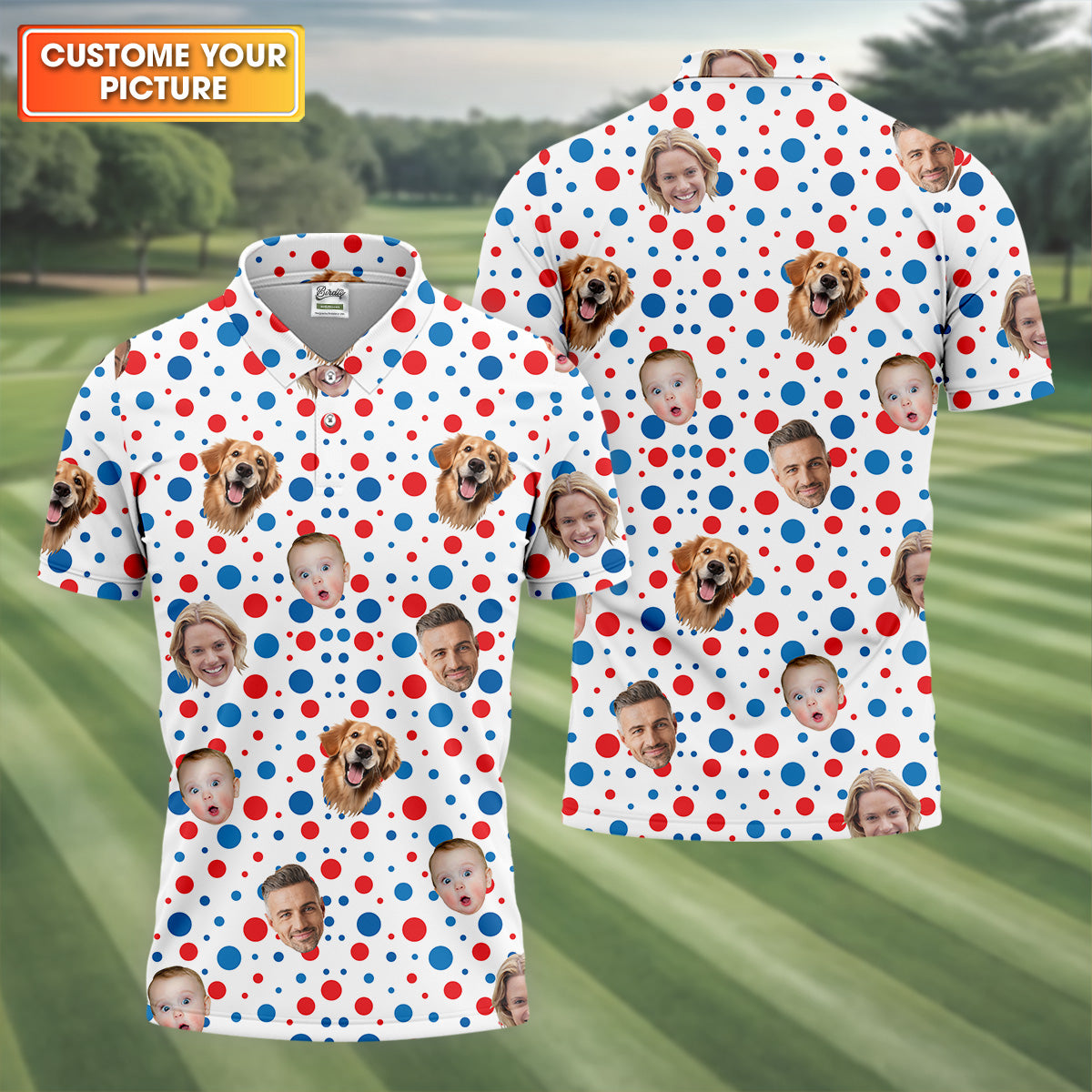 Custom Independence Days Shirts With Faces, Men's Fourth Of July Shirt, Men's Golf Polo Shirt